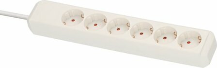 extension lead 6-way white 1,5m H05VV-F 3G1,5