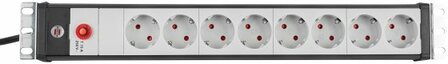 19 extension lead for cabinets 8-way black light grey 3m H05VV-F 3G1,0 19 format with IEC plug