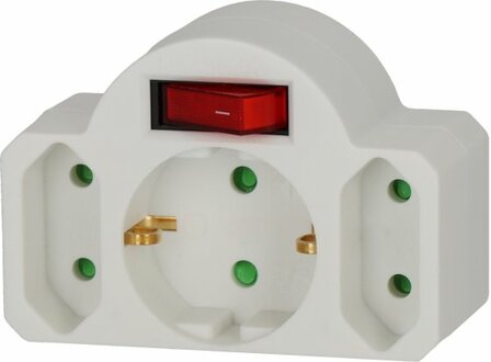 Adapter plug Euro 2 + earthing contact 1 with switch