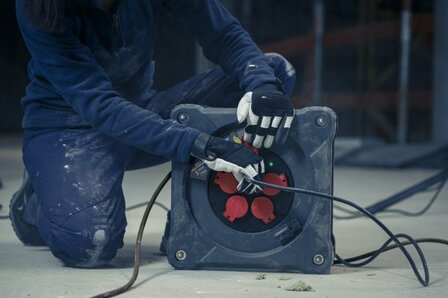 Professional Construction site cable reel with Powerblock KC 3200 5 IP44, 33+5m H07RN-F 3G2.5