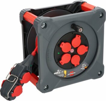 Professional Construction site cable reel with Powerblock KC 3210 5 IP44, 33+5m H07BQ-F3G2.5