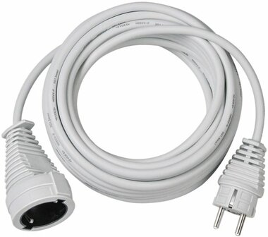 Quality plastic extension cable 5m white H05VV-F 3G1,5