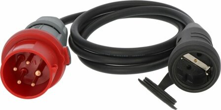 Adapter Cable IP44 1.5m black H07RN-F 3G1.5 CEE plug 400V 16A