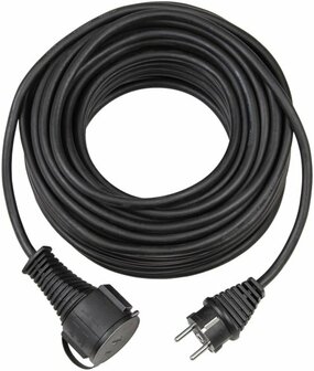 Quality extension rubber cable IP44 5m black H05RR-F 3G1,5