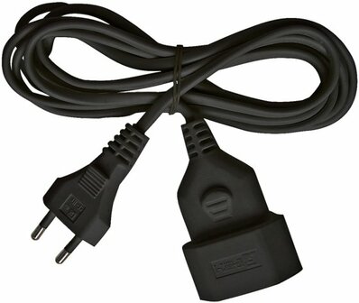 Plastic extension cable 3m black H03VVH2-F 2x0,75