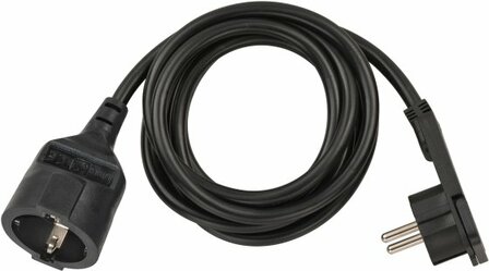 Quality Plastic Extension Cable with Flat Plug 2m H05VV-F3G1.5 black