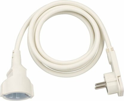 Quality Plastic Extension Cable with Flat Plug 2m H05VV-F3G1.5 white