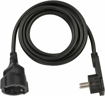 Quality Plastic Extension Cable with Flat Plug 3m H05VV-F3G1.5 black