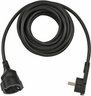 Quality Plastic Extension Cable with Flat Plug 5m H05VV-F3G1.5 black