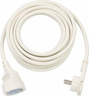 Quality Plastic Extension Cable with Flat Plug 5m H05VV-F3G1.5 white