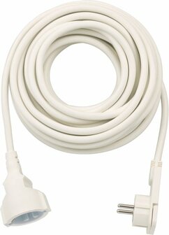 Quality Plastic Extension Cable with Flat Plug 10m H05VV-F3G1.5 white