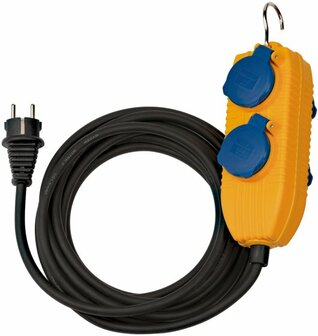 Construction Site Cable IP54 with Powerblock 5m black H07RN-F 3G1.5