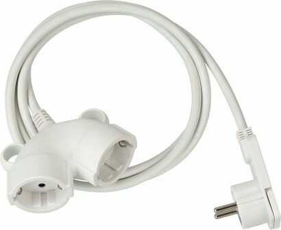 Quality plastic extension cable 5m H05VV-F 3G1.5 white with a flat plug and double coupling