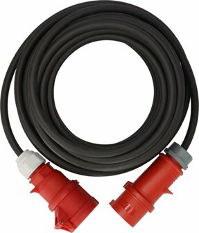 extension cable IP44 with phase inverter 25m black H07RN-F 5G4,0 CEE 400V 32A
