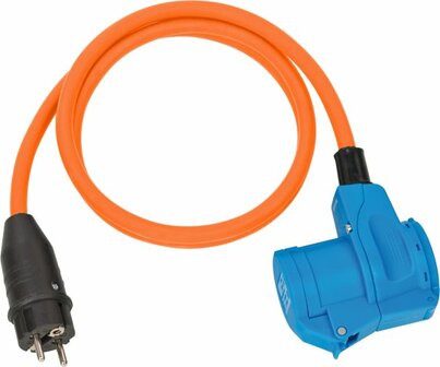Adapter Cable Camping Maritime IP44 1.5m orange H07RN-F 3G2.5 earthed plug, angled socket CEE 230V 16A