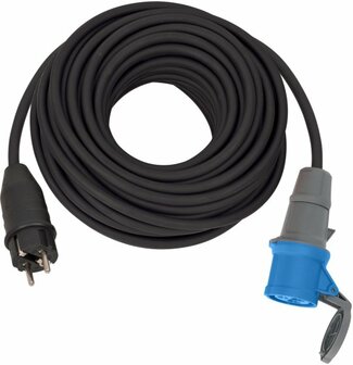 Industry CEE Adapter Cable 230V IP44 25m H07RN-F 3G2.5 CEE 230V 16A earthing contact plug and CEE coupling