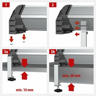 Table clamps with locking screws for Alu-Office-Line extension leads