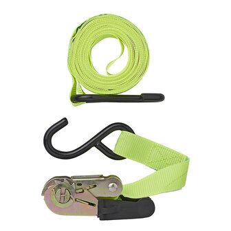 Tie down strap with ratchet + 2 hooks 5 meter - set of 4 pieces