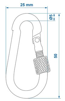 Metal snap hook 5x50mm with screw closure x10 pieces