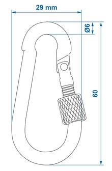Metal snap hook 6x60mm with screw lock x10 pieces