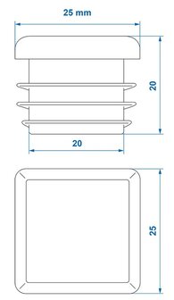 End cap 25x25mm x10 stuks