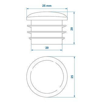 End cap &Oslash;25mm x10 stuks