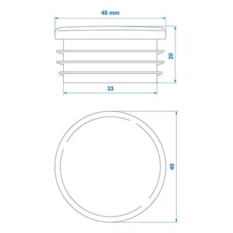 End cap &Oslash;40mm  x10 stuks