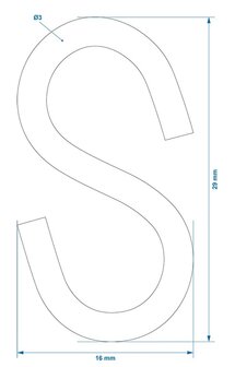 S-hook dia 3mm 2.9x1.3cm&nbsp;x10 pieces