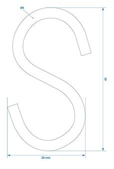 S-hook dia 4mm 4.4x2.1cm&nbsp;x10 pieces