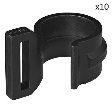 Tent clip for tent pole 20-25mm with slot black x10 stuks