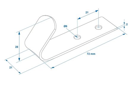 Screw-on Hook metal 72 x 21 x 2 mm x5 pieces