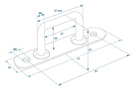 Rectangular sail eye 36mm x5 pieces