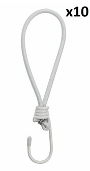 Tent tensioner elastic white with hook x10 pieces