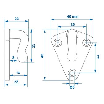 Rope hook metal 40x45mm x10 pieces