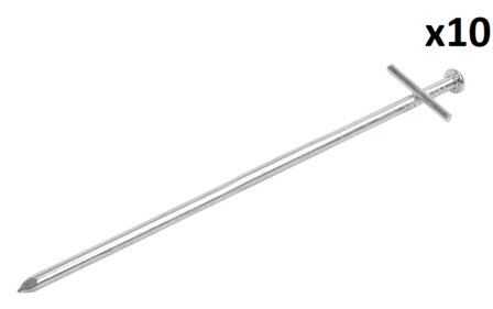 Metal ground peg 23 cm with welded cross pin x10 pieces