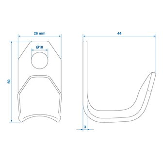 Screw-on Hook Metal 37 x 25 x 3 mm x5 pieces