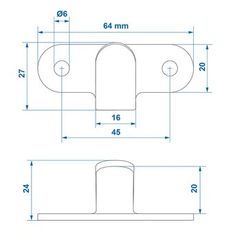 Metal rope hook 65x27 mm curved x10 pieces