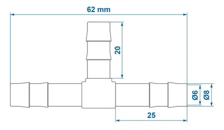 Hose Barb T-Piece 8mm x10 pieces