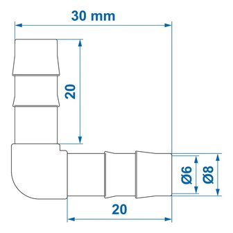 Angled Hose Barb 8 mm x10 pieces