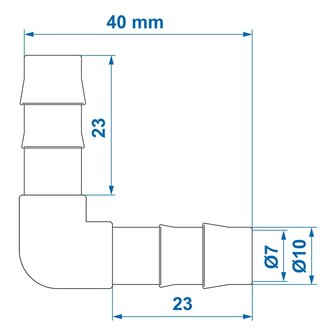 Angled Hose Barb 10 mm x10 pieces