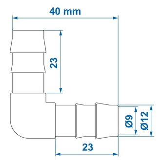 Angled hose tail 12 mm x10 pieces