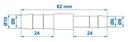 Straight hose reducer 10x8 mm x10 pieces