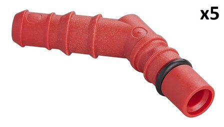 Hose connector with O-ring for 10/12 mm hoses red x5 pieces