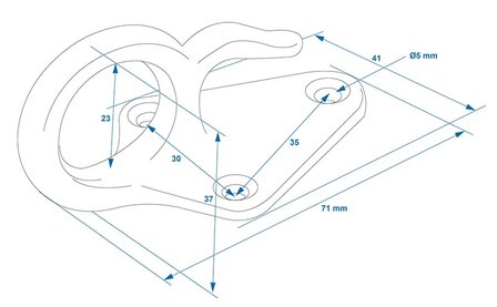 Rope hook metal with eye 70 x 40 mm x5 pieces