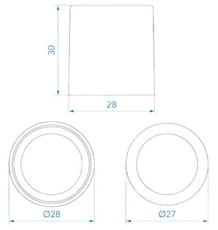 Drain pipe reducer &Oslash;28 mm to &Oslash;17 mm PE black x5 pieces