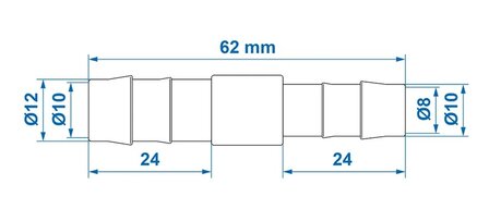 Straight hose reducer 12x10 mm x10 pieces