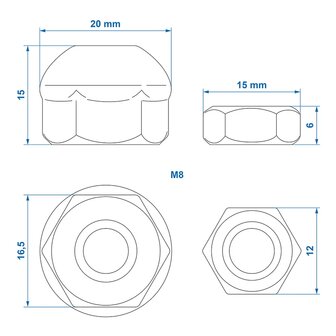 M8 Ball Nut and Lock Nut 2-piece set for Brake Cable