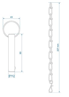 Locking pin with chain diameter 14.3 mm