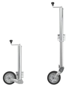 Jockey wheel 570/60 mm with large metal rim and rubber tyre 220 x 65 mm, foldable 300 kg
