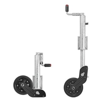 Jockey wheel 73 mm metal rim with rubber tyre 260 x 65 mm foldable